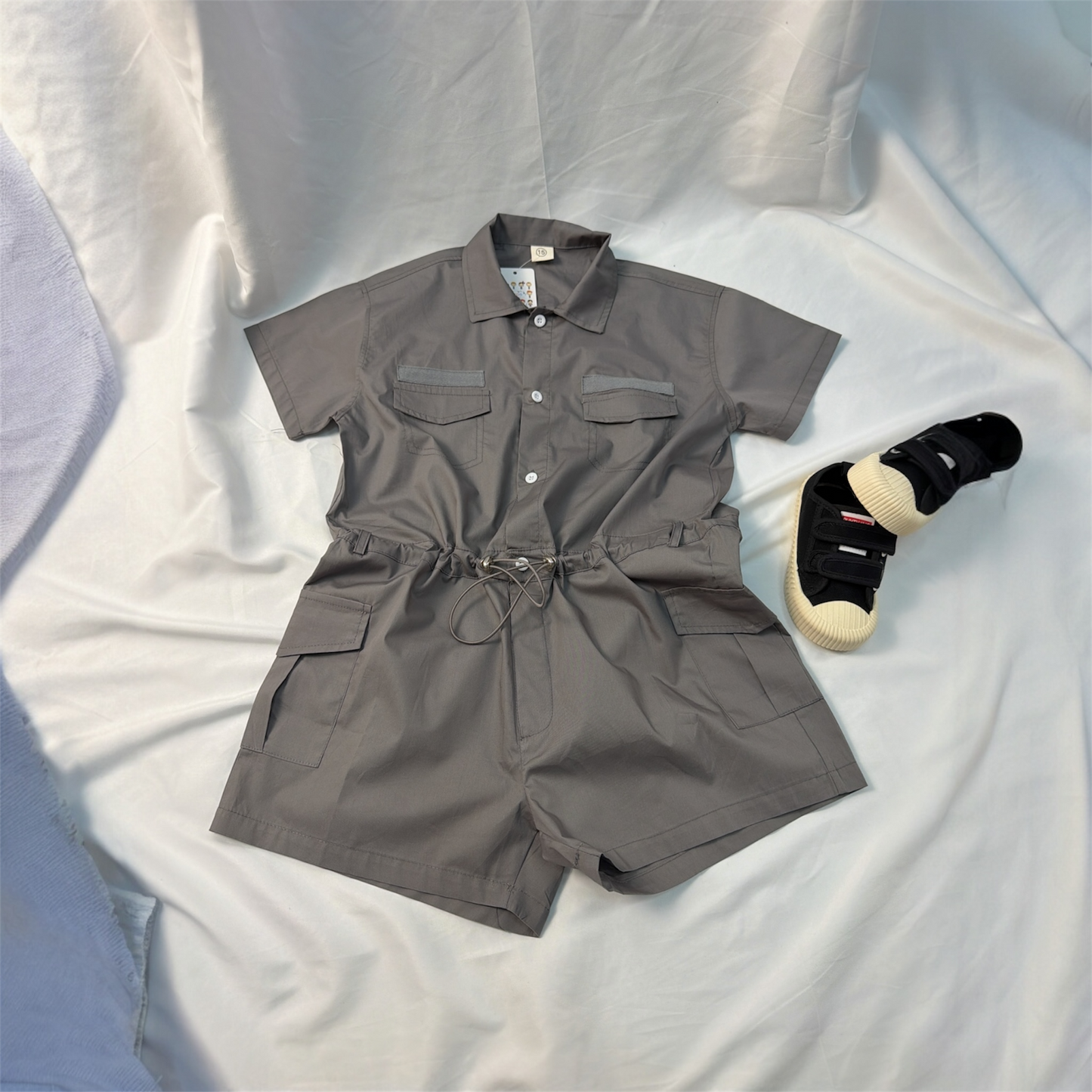 Tuta corta in cotone unisex Grigio cod#082