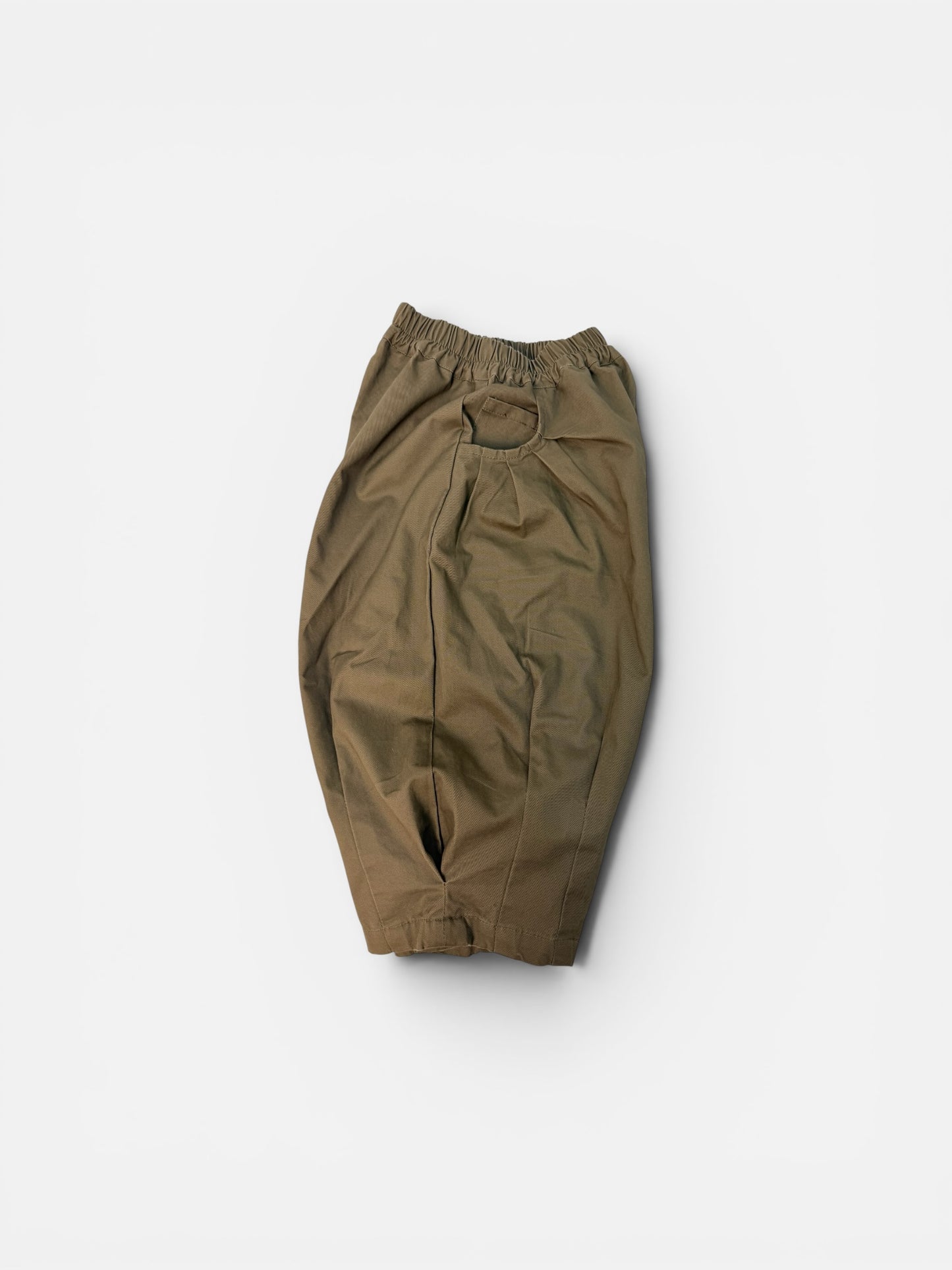 Pantalone ballon in cotone marrone con pieghe – vestibilita’ over -cod#015