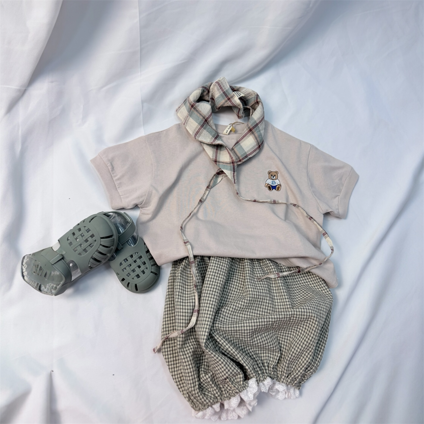 T-shirt ghiaccio con orsetto in cotone mezza manica cod#076