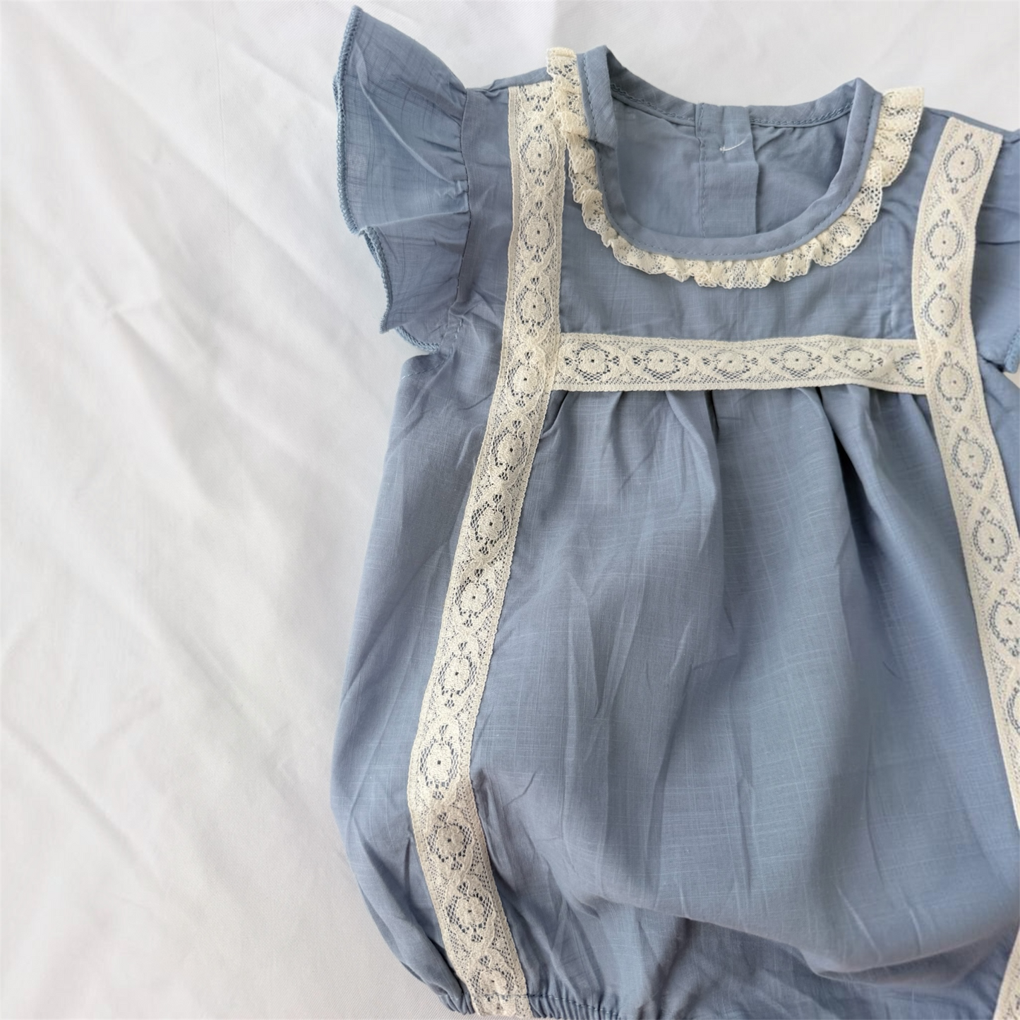 Tutina in cotone ricamata azzurro cod#109