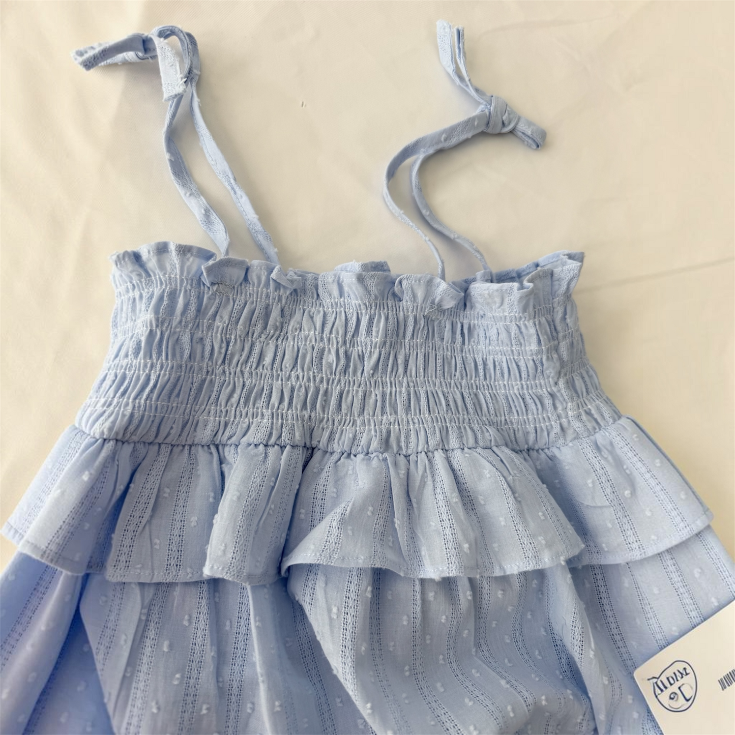 Tutina in cotone ricamato con bretelle regolabili cod#108