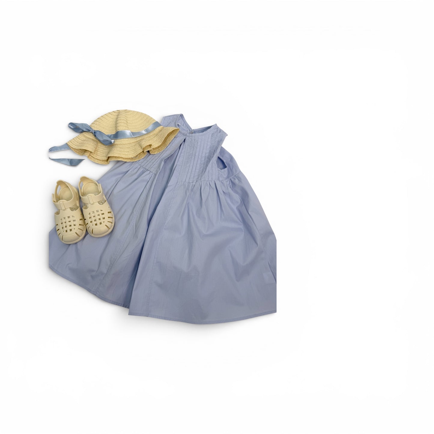 Abitino in cotone azzurro ampio con cappello abbinato in promo