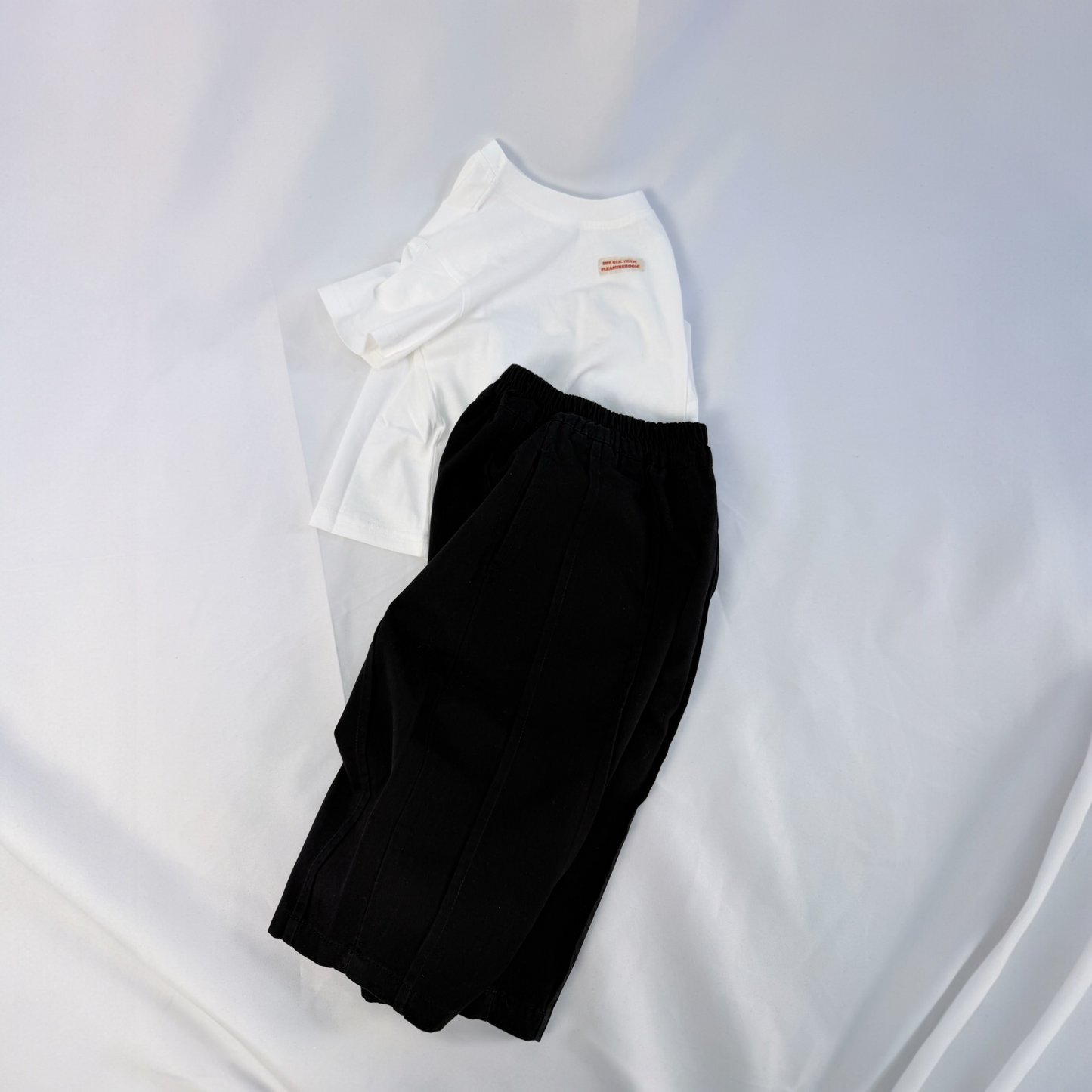 Pantaloni in cotone taglio elegante Vestibilità ampia Nero e marrone cod#022