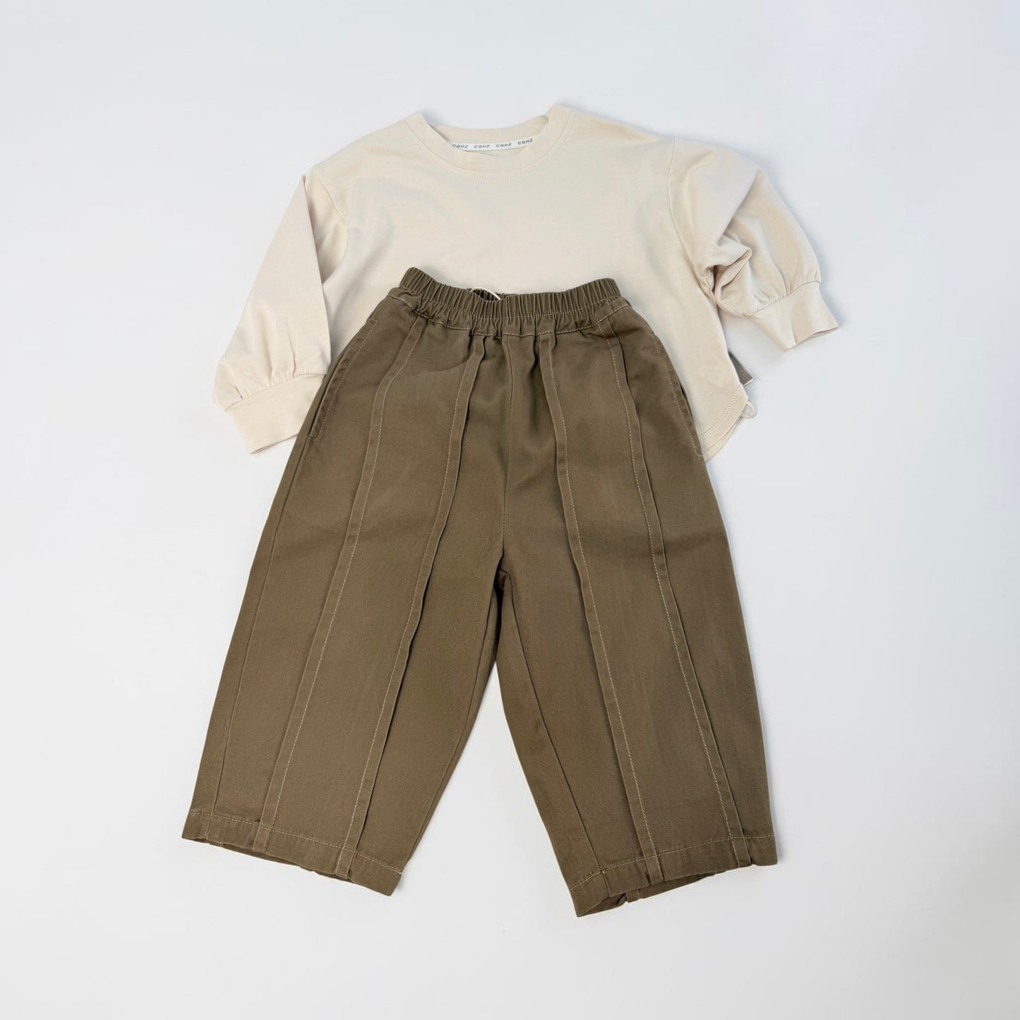 Pantaloni in cotone taglio elegante Vestibilità ampia Nero e marrone cod#022