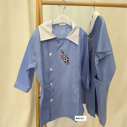 Grembiule asilo azzurro calcio