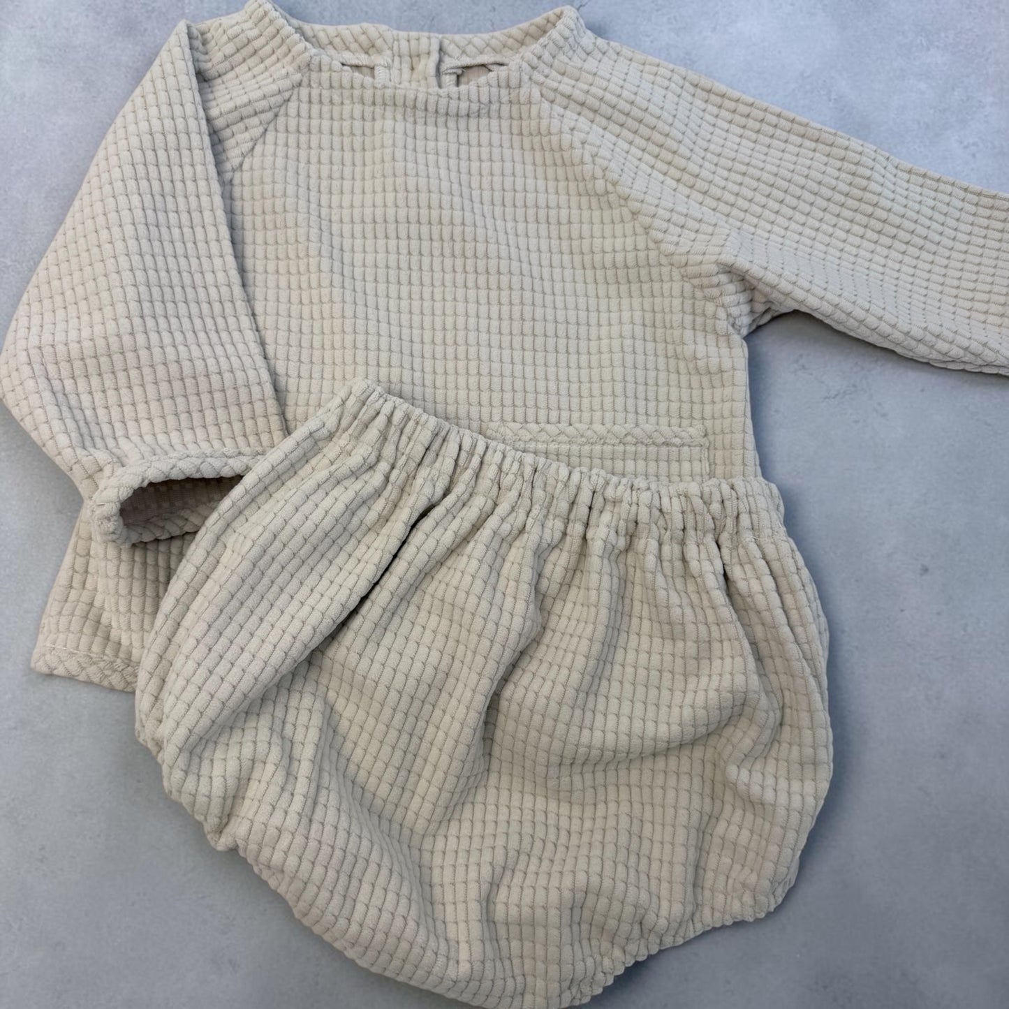 Set neonato/a in effetto spugna - beige naturale cod#031