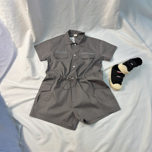 Tuta corta in cotone unisex Grigio cod#082
