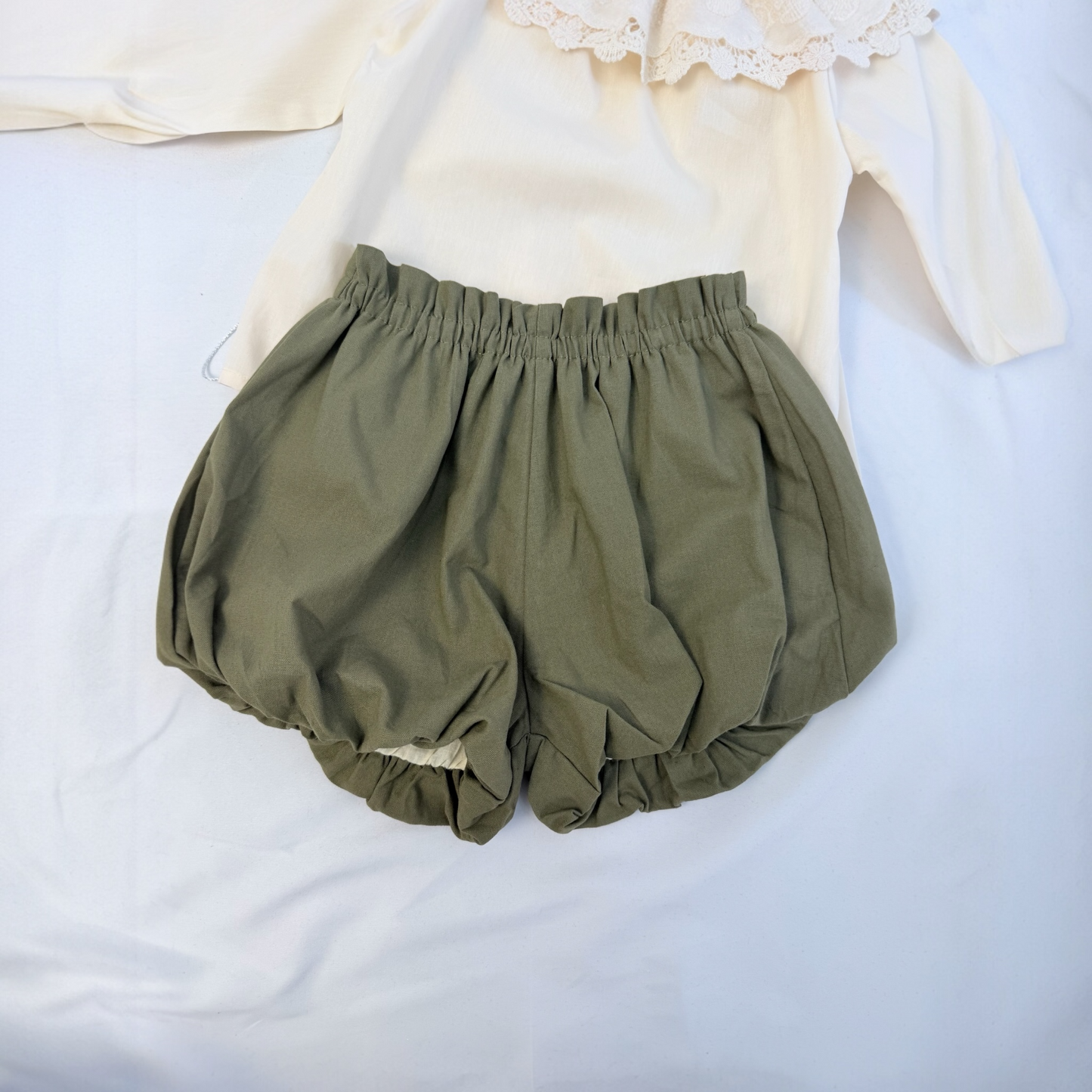Shorts in cotone effetto palloncino- verde cod8100
