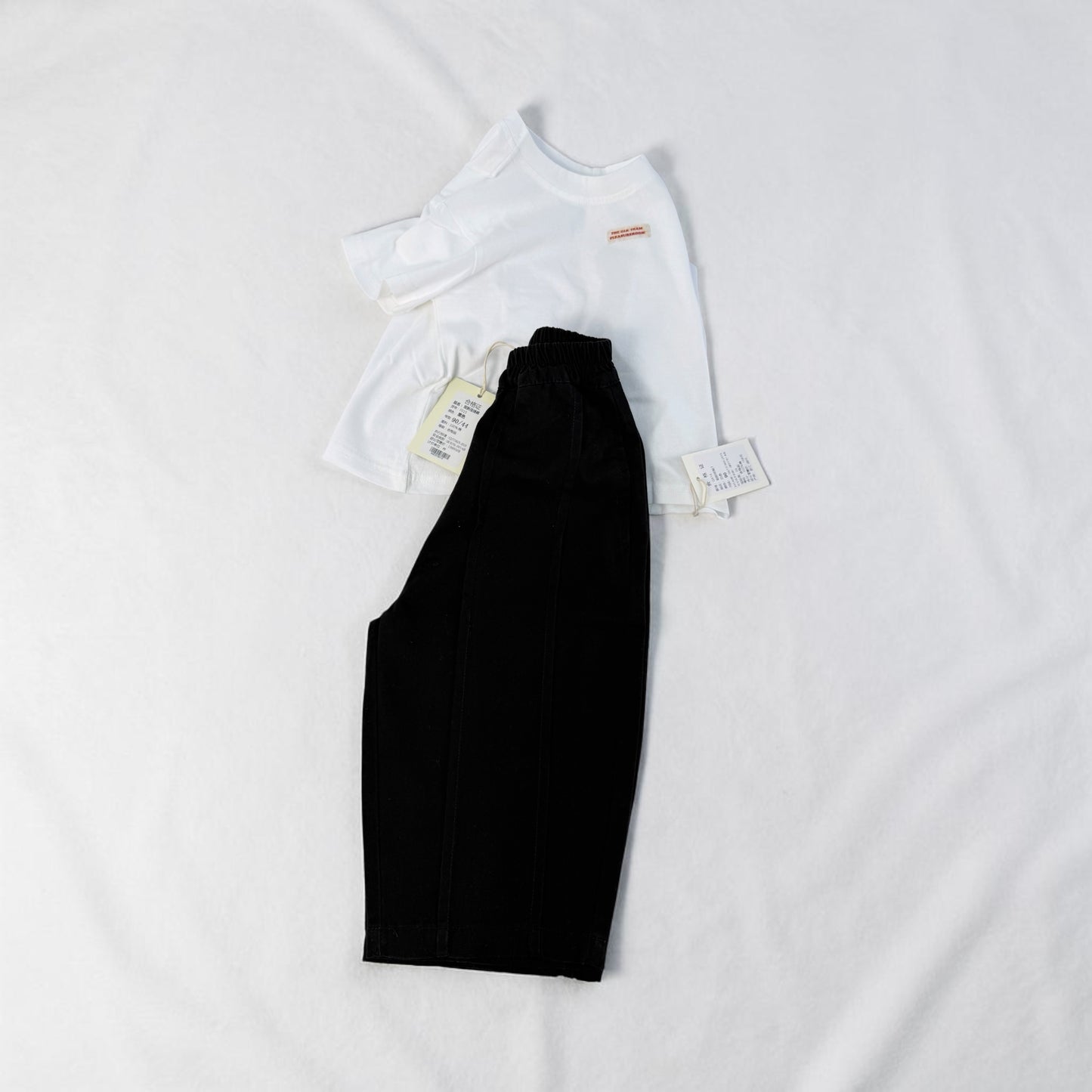 Pantaloni in cotone taglio elegante Vestibilità ampia Nero e marrone cod#022