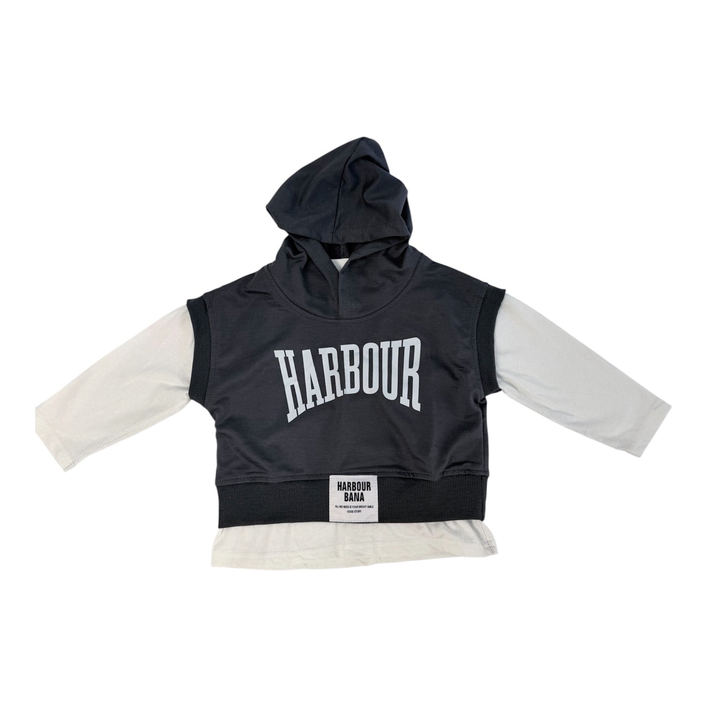 Felpa bambino in cotone con cappuccio e effetto doppio strato “Harbour” – 18 mesi / 5 anni