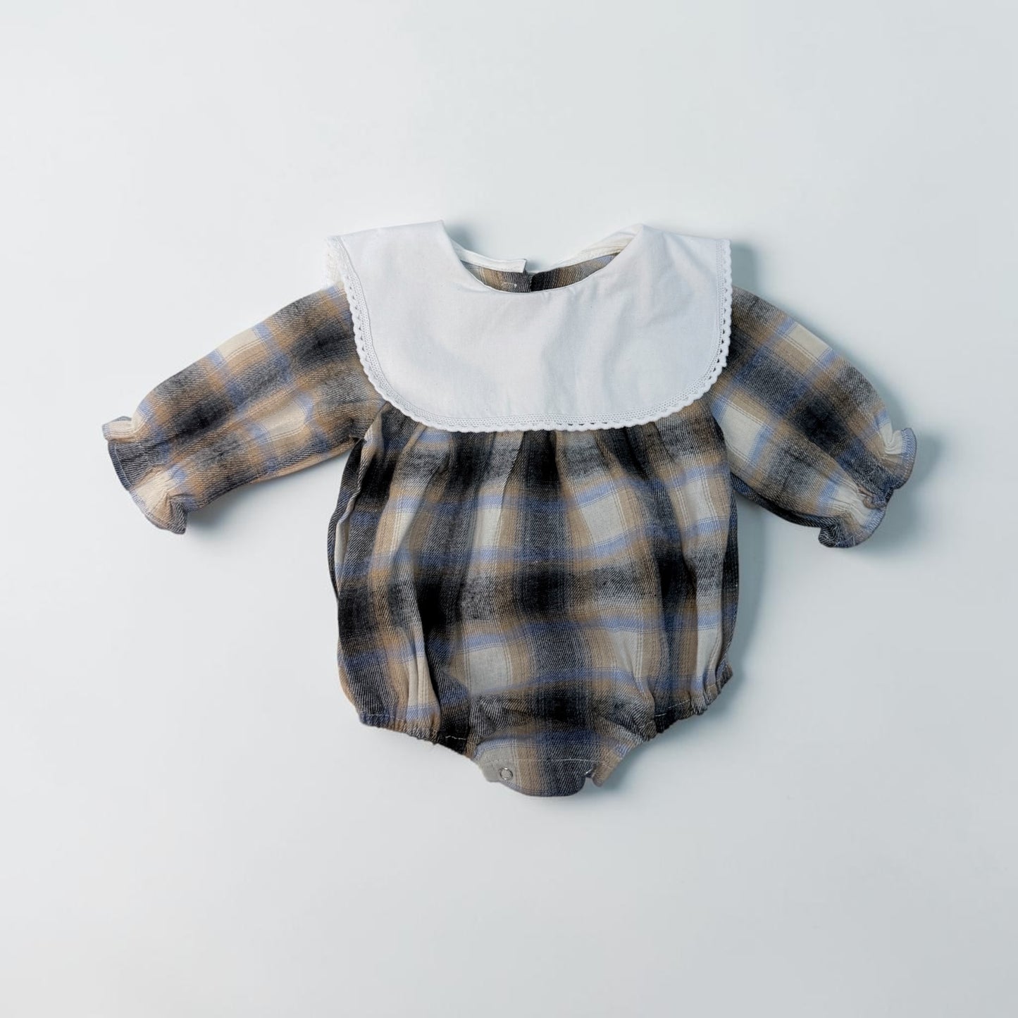 Pagliaccetto neonato a quadri con colletto bianco- cod#012