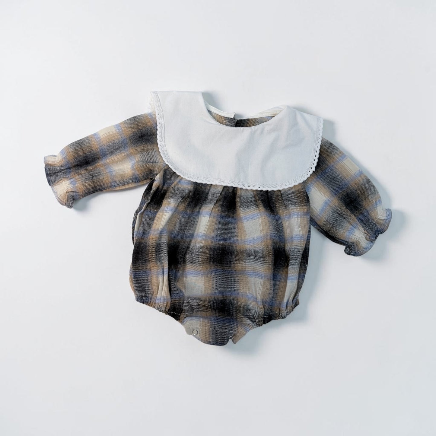Pagliaccetto neonato a quadri con colletto bianco- cod#012