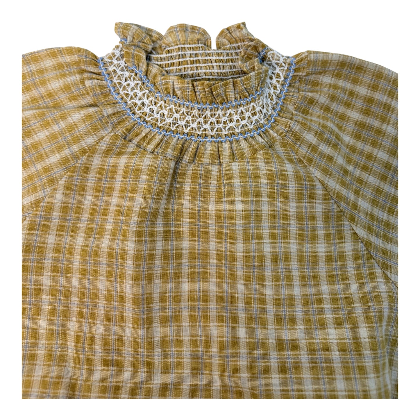 Pagliaccetto Baby Smock a Quadretti – Maniche Lunghe con Collo Arricciato cod#013