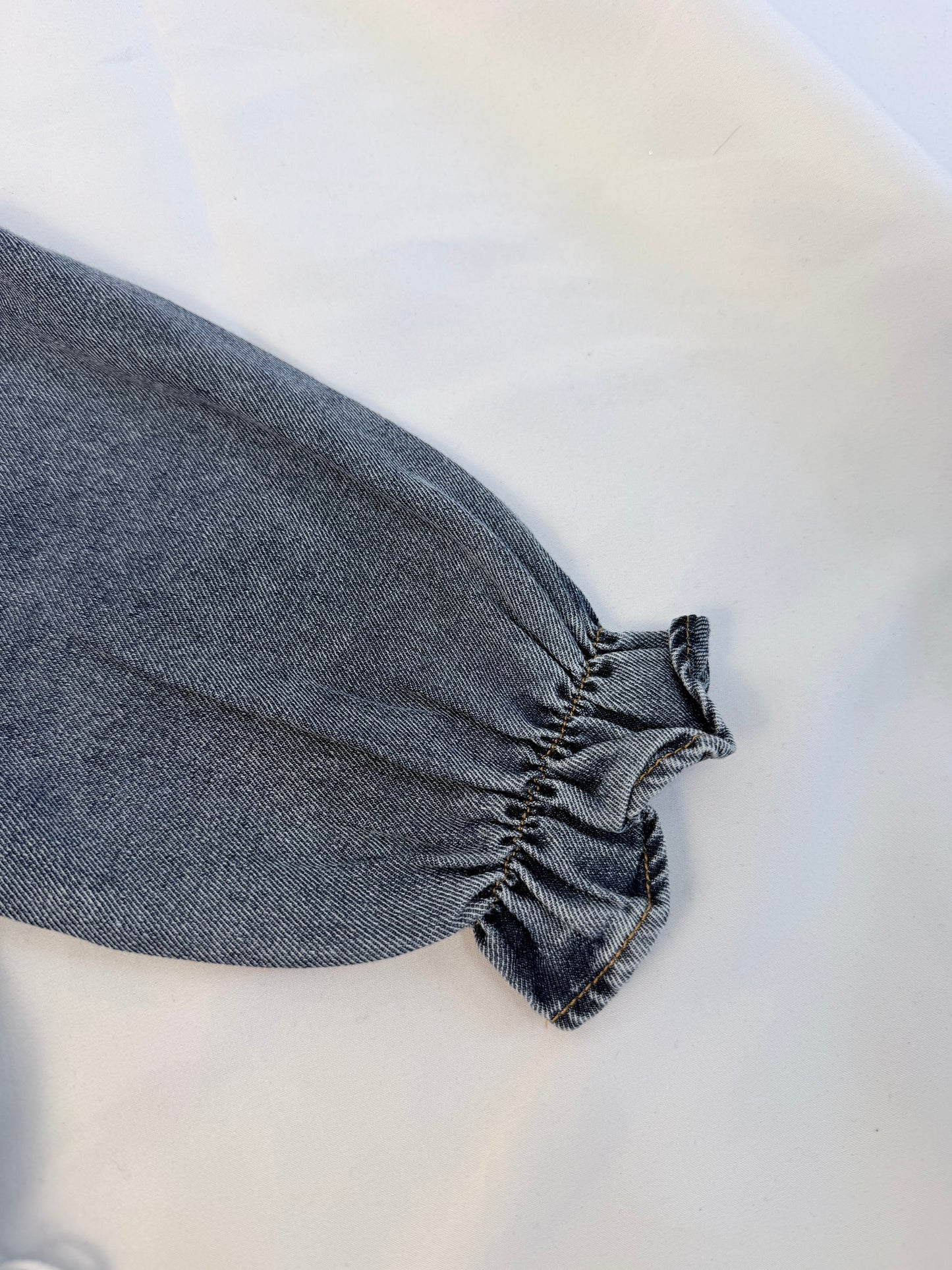 Pagliaccetto bimba in denim con colletto in pizzo – stile romantico cod#018