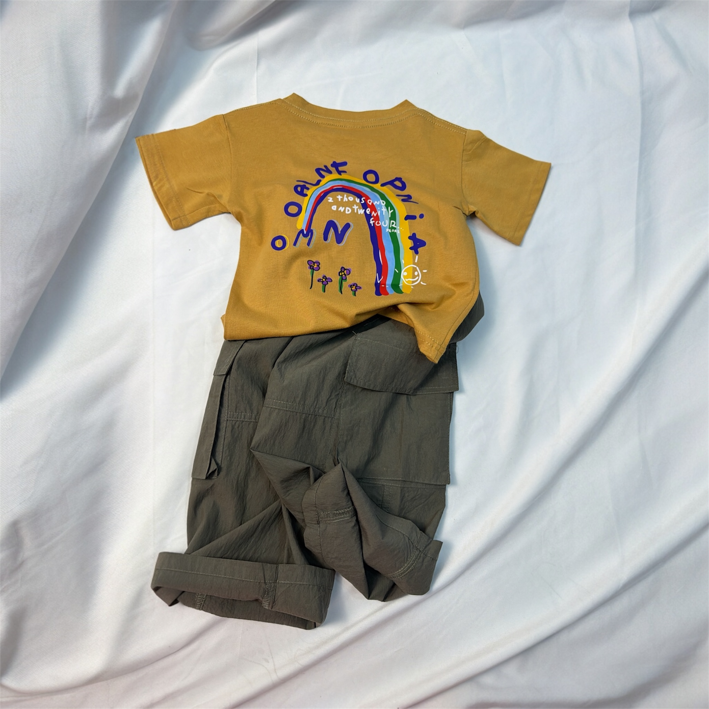 Pantalone cargo tessuto tecnico con tasconi laterali da 2 a 8 anni due varianti cod#083