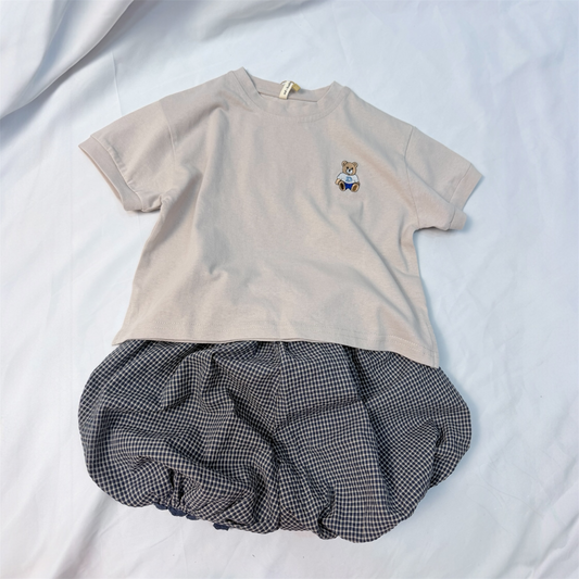 T-shirt ghiaccio con orsetto in cotone mezza manica cod#076