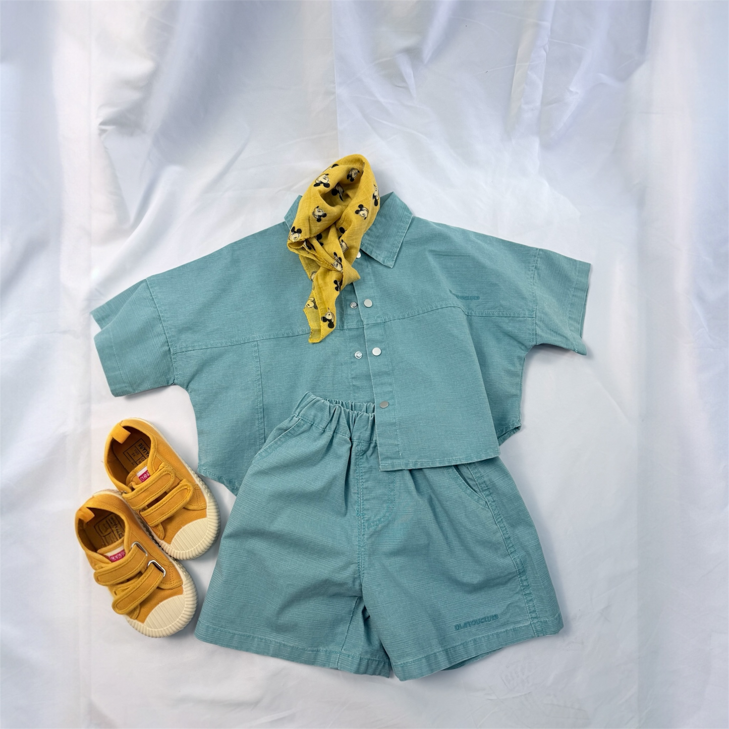 Set azzurro polvere cotone effetto Denim cod#085 vestibilita’ over