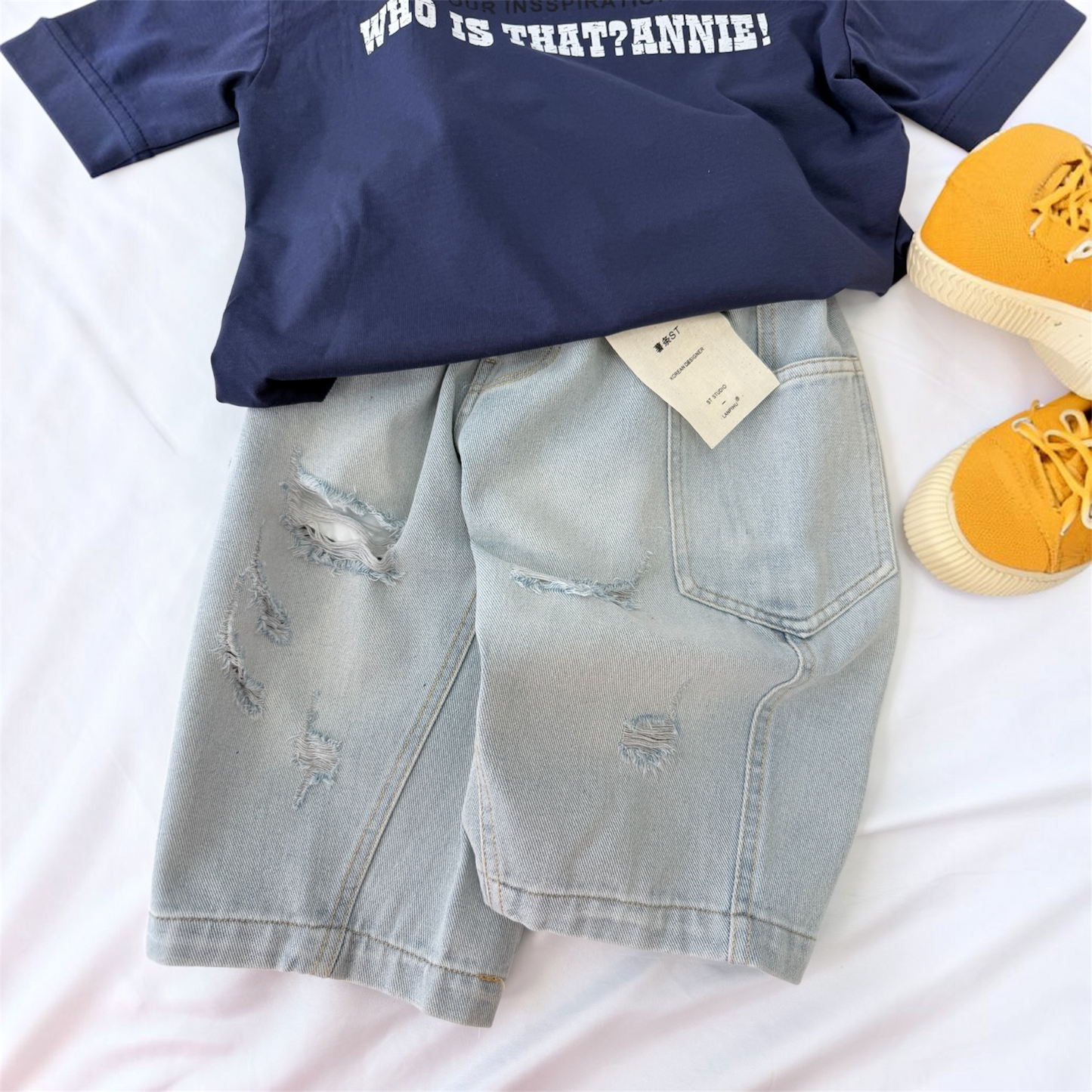 Bermuda in denim chiaro extra over unisex cod#092