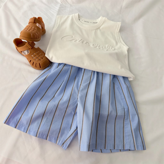 Bermuda cotton azzurro a righe cod#102