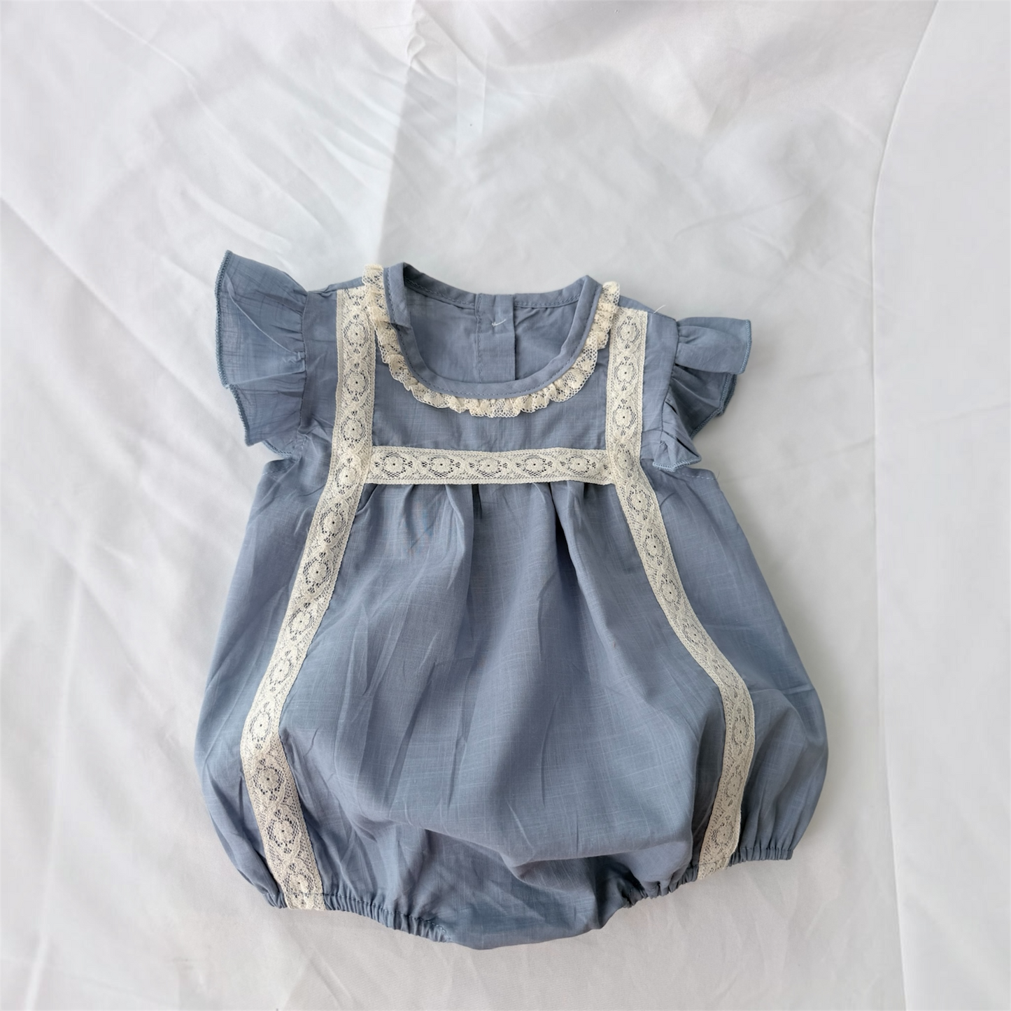 Tutina in cotone ricamata azzurro cod#109