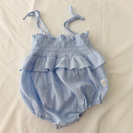 Tutina in cotone ricamato con bretelle regolabili cod#108