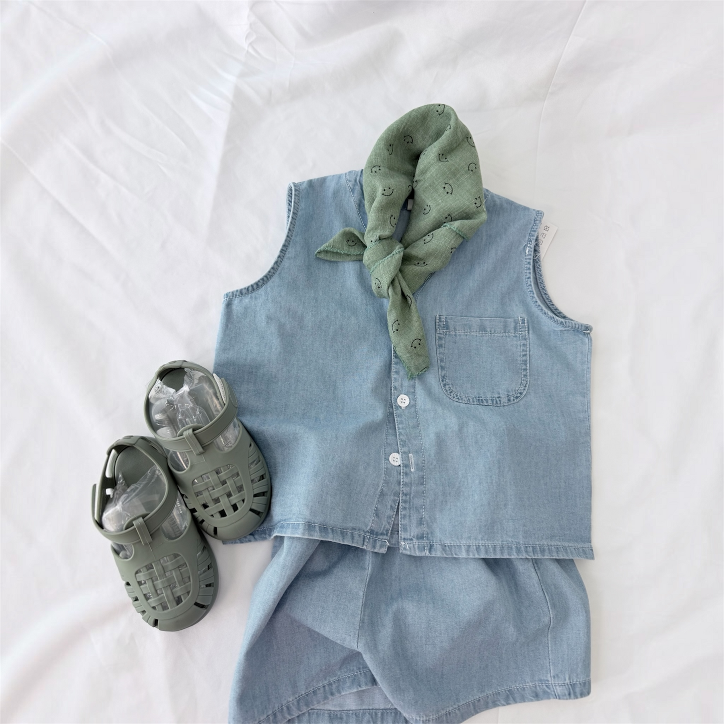 Cordinato in cotone Denim chiaro ultra leggero cod#100