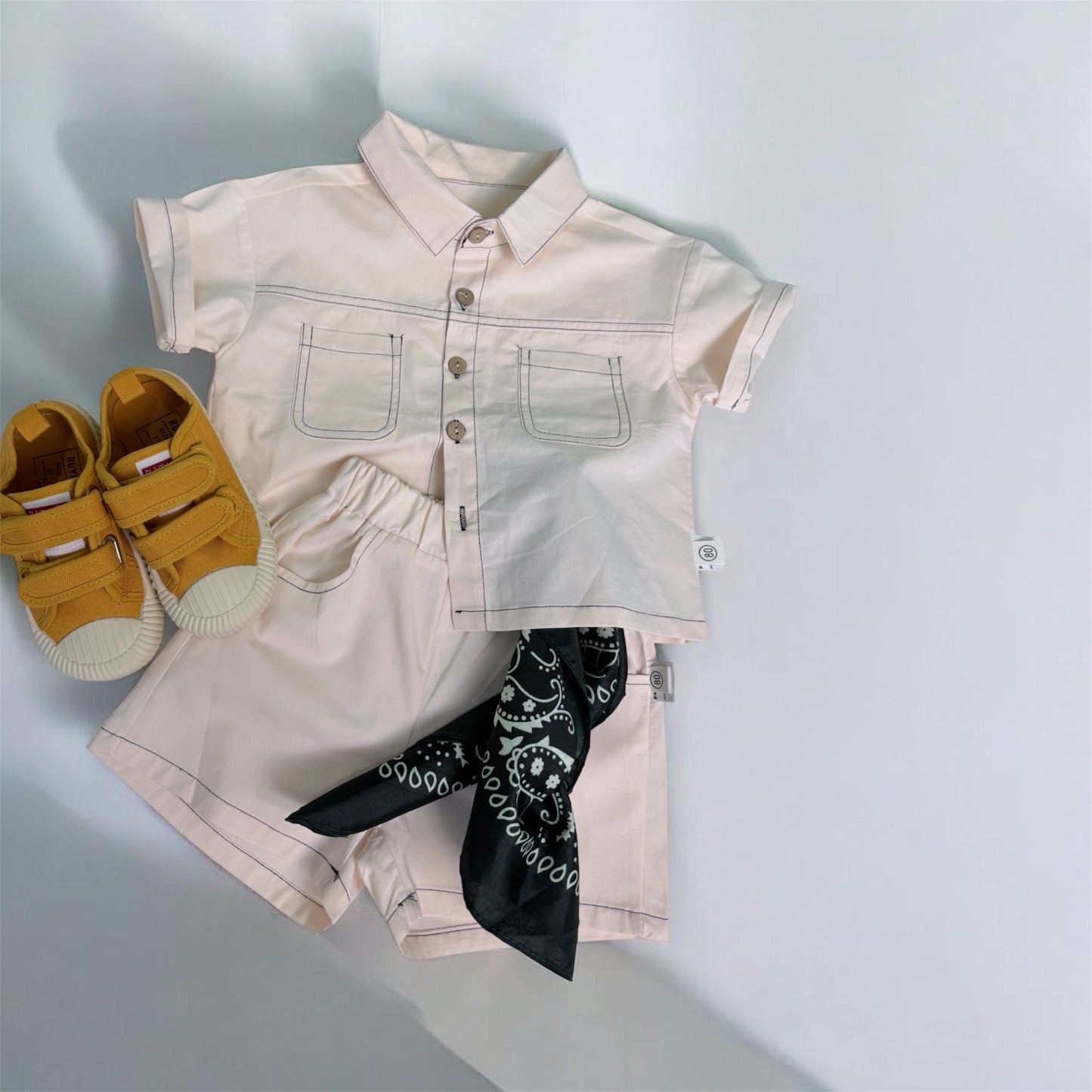 Set baby boys in cotone beige naturale cod#101