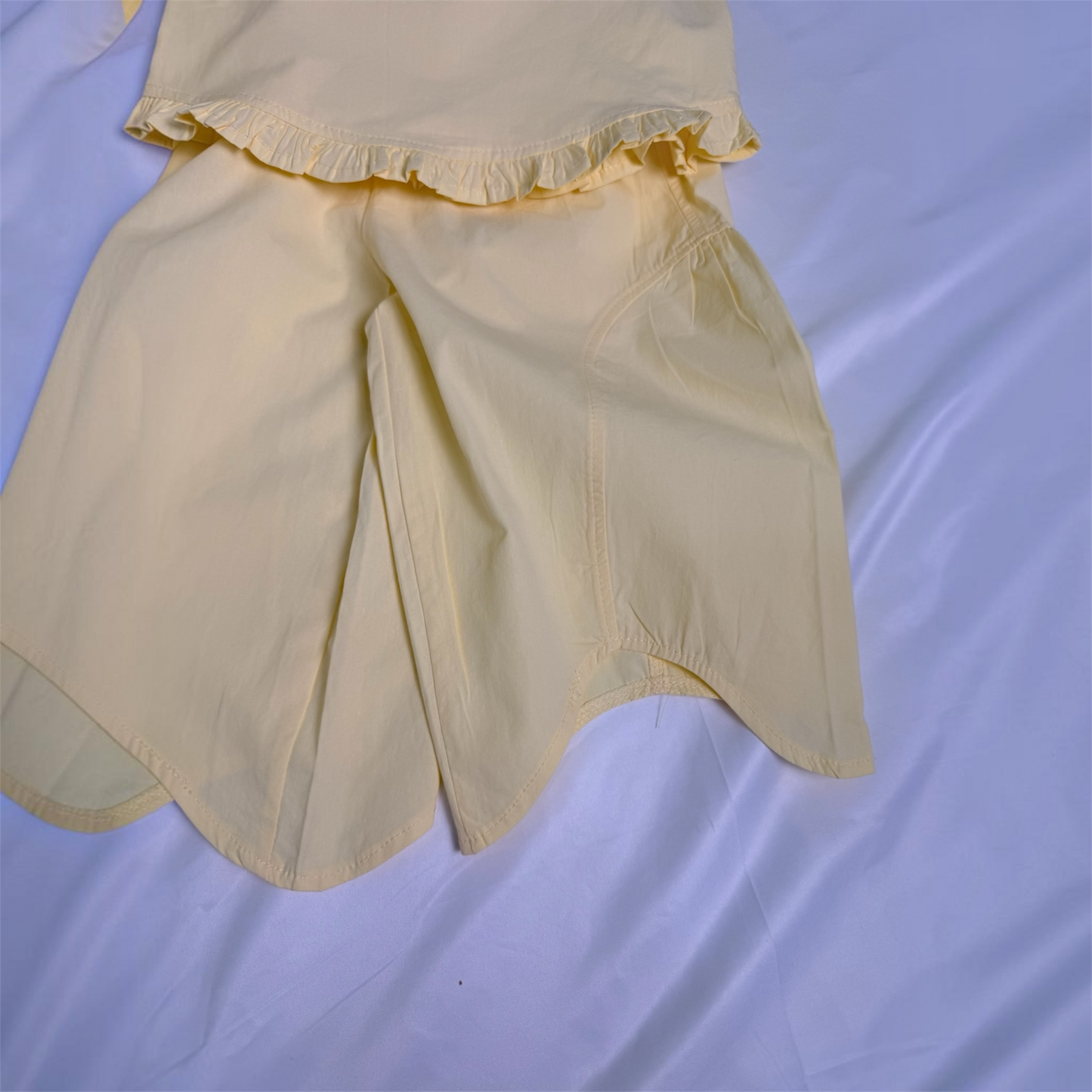 Cord set Bimba giallo in cotone top+panta