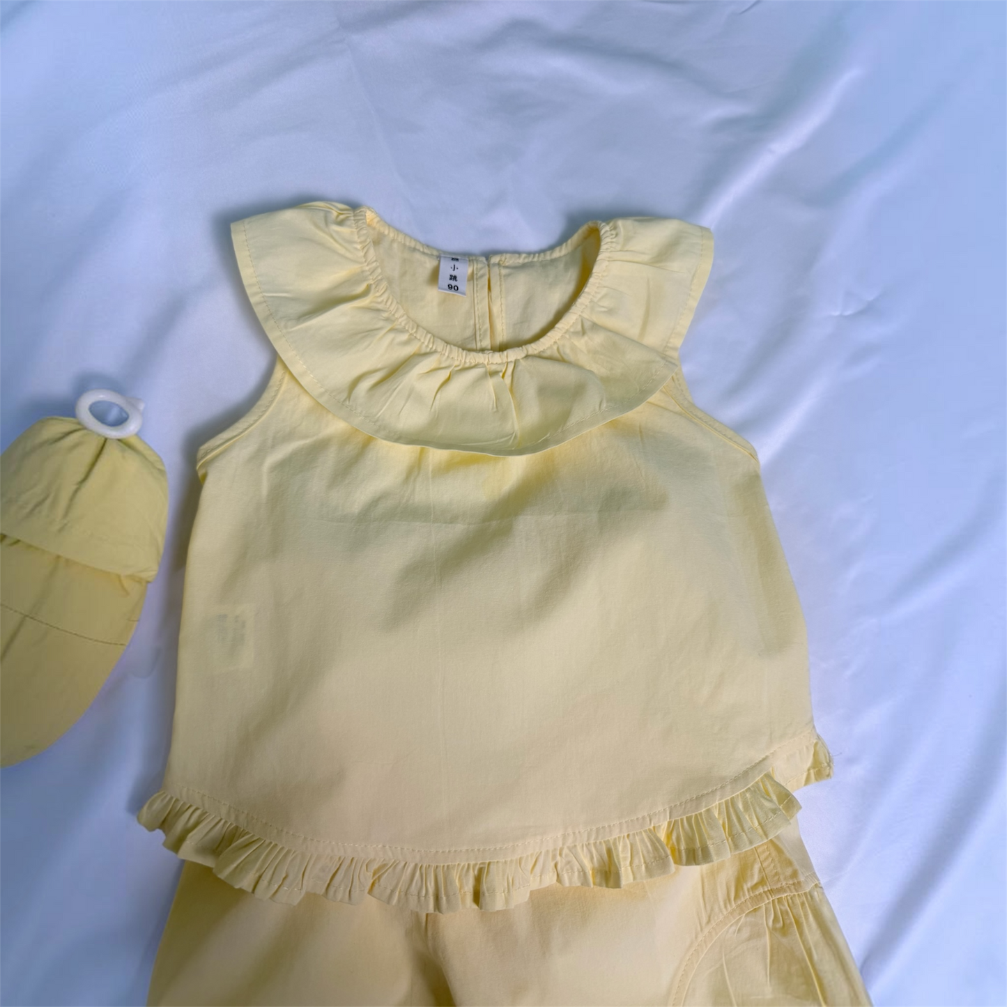Cord set Bimba giallo in cotone top+panta