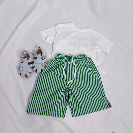 Bermuda verde a righe in cotone cod#133