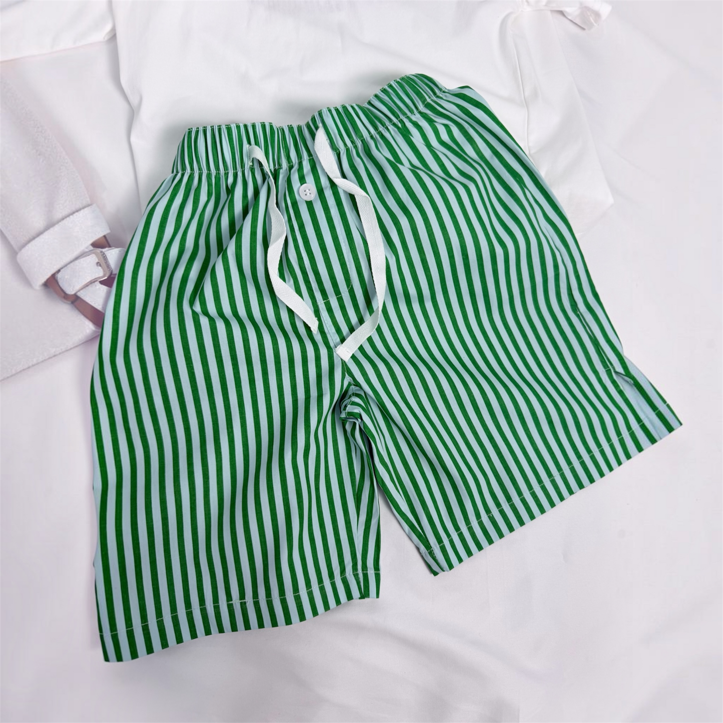 Bermuda verde a righe in cotone cod#133
