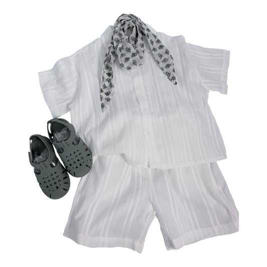Cord set total white in cotone ultraleggero con foular abbinato cod#113